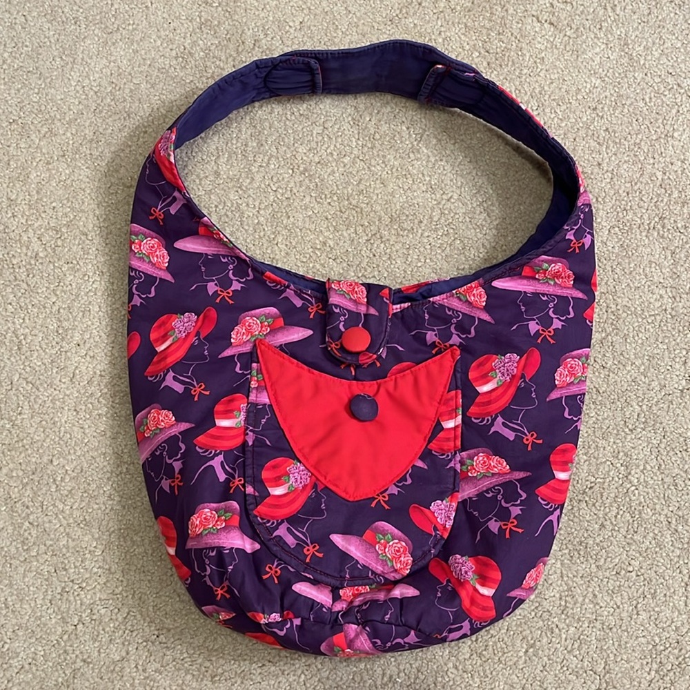 EUC Red Hat Society Red & Purple Cloth Hobo Shoulder Bag
